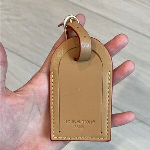 Louis Vuitton Beige Luggage Tag with Red Trim